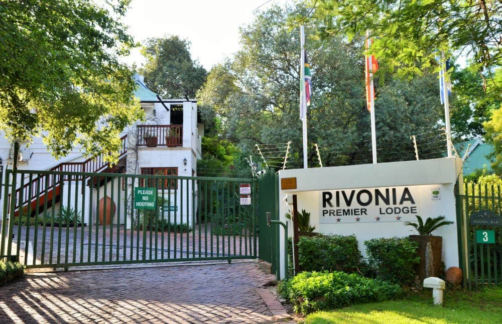 The entrance gate and sign at Rivonia Premier Lodge